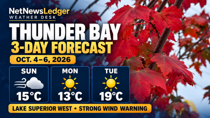 Thunder-Bay-3-Day-Forecast Thunder Bay weather, Lake Superior West, marine forecast, strong wind warning, Northwestern Ontario weather, October weather, NetNewsLedger Weather Desk