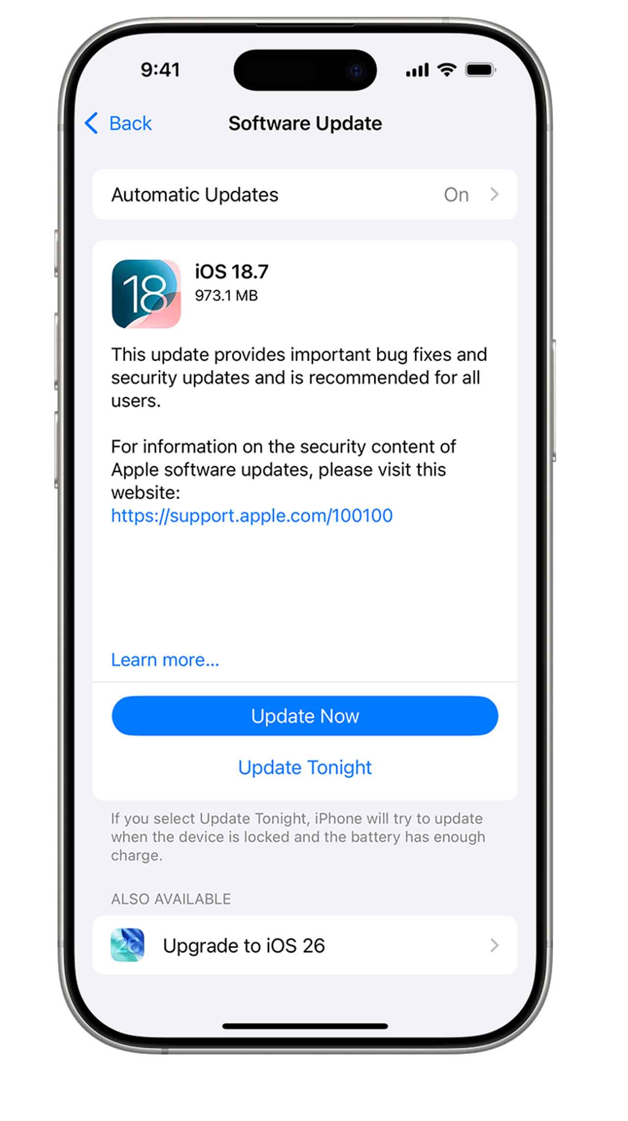 Delete the downloaded update: When you have the update, but it didn't get you to installation, in Settings → General → iPhone Storage scroll down and spot iOS update then tap Delete Update.